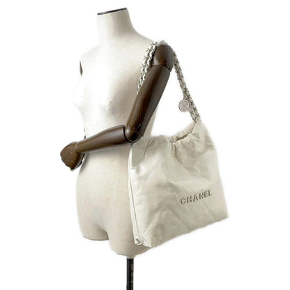 Chanel Chanel22 HandBag White AS3260 Shiny Calf Leather Size Small