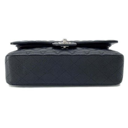 Chanel Matelasse W Flap ChainShoulder Bag Black A01112 Caviar Leather Size 25