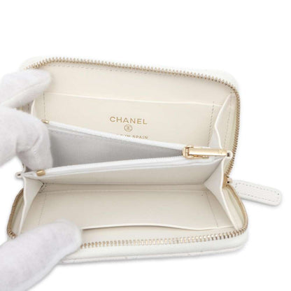 Chanel Matelasse Coin purse White AP4177 Caviar Leather