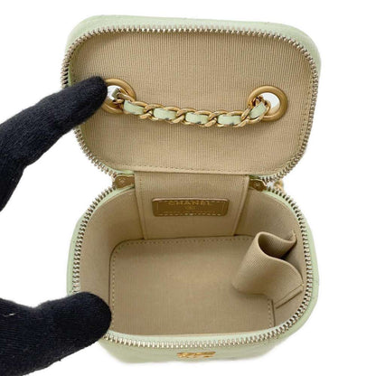 Chanel Matelasse Cocoball ChainShoulder Small Vanity Bag Light Green AP1447 Lambskin Size Small