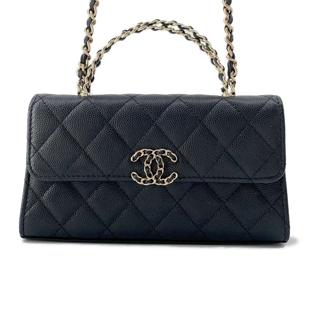 Chanel Matelasse phone case Black AP3238 Caviar Leather