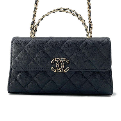 Chanel Matelasse phone case Black AP3238 Caviar Leather