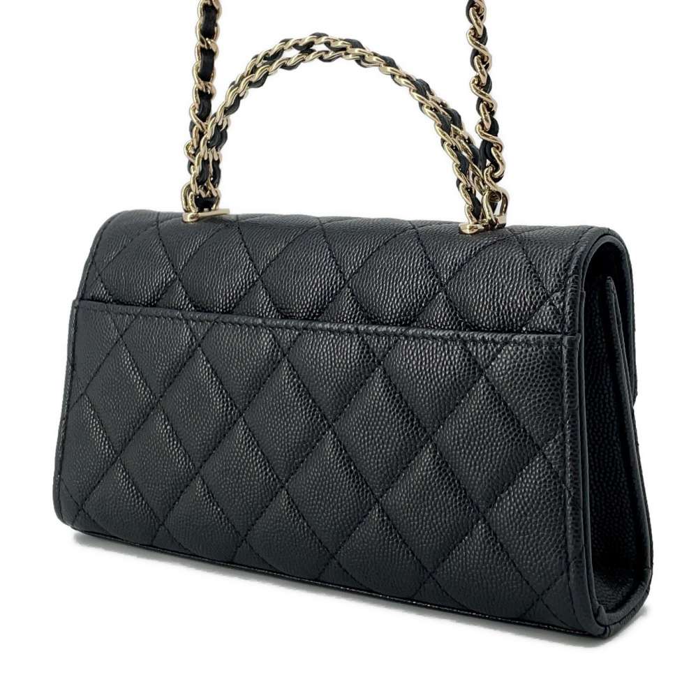 Chanel Matelasse phone case Black AP3238 Caviar Leather