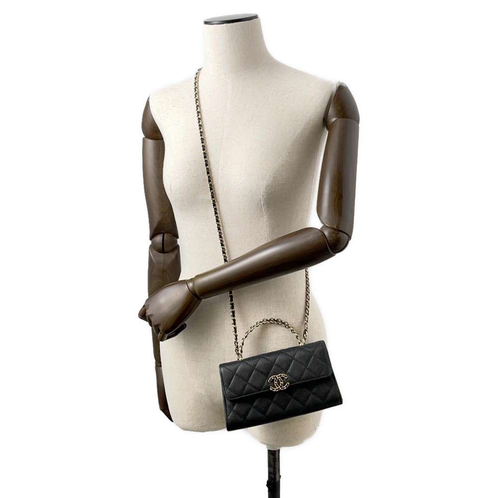 Chanel Matelasse phone case Black AP3238 Caviar Leather