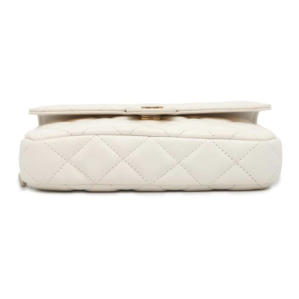 Chanel Matelasse Flap Phone Case White AP2096 Caviar Leather