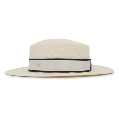 Chanel straw hat Size M Beige/White Straw