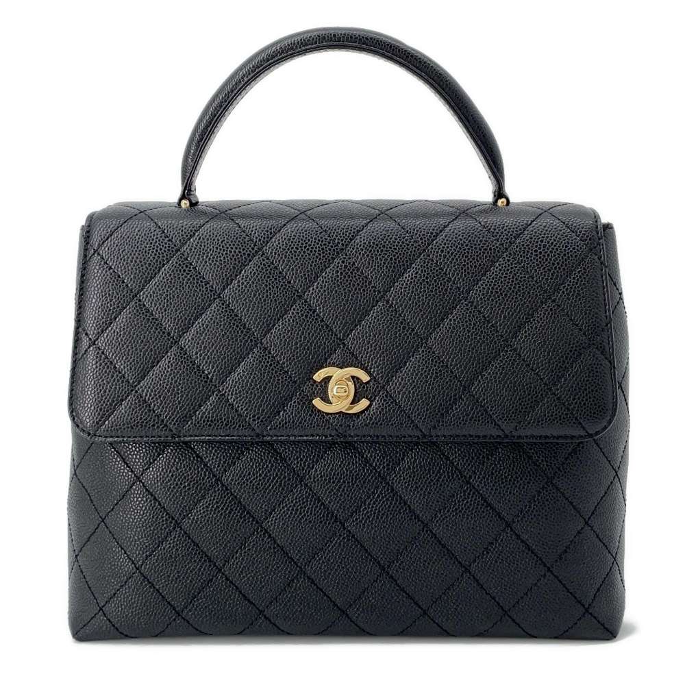 Chanel Matelasse Top Handle HandBag Black A12397 Caviar Leather