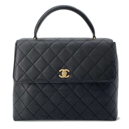 Chanel Matelasse Top Handle HandBag Black A12397 Caviar Leather