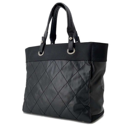 Chanel Paris-Biarritz Tote Bag Black A34209 Leather Canvas Size MM