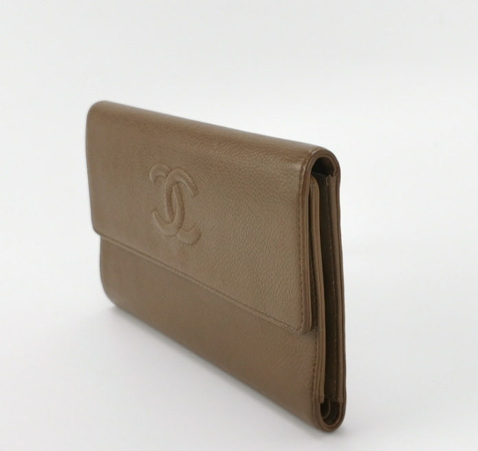 Chanel wallet cowhide brown *.*cm
