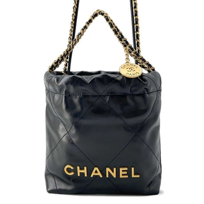 Chanel Chanel22 HandBag Black AS3980 Shiny Calf Leather Size Mini