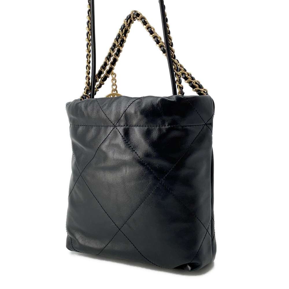 Chanel Chanel22 HandBag Black AS3980 Shiny Calf Leather Size Mini
