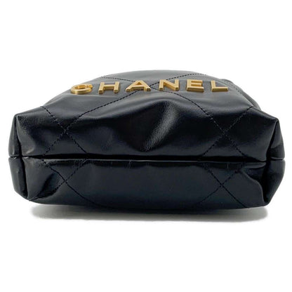 Chanel Chanel22 HandBag Black AS3980 Shiny Calf Leather Size Mini