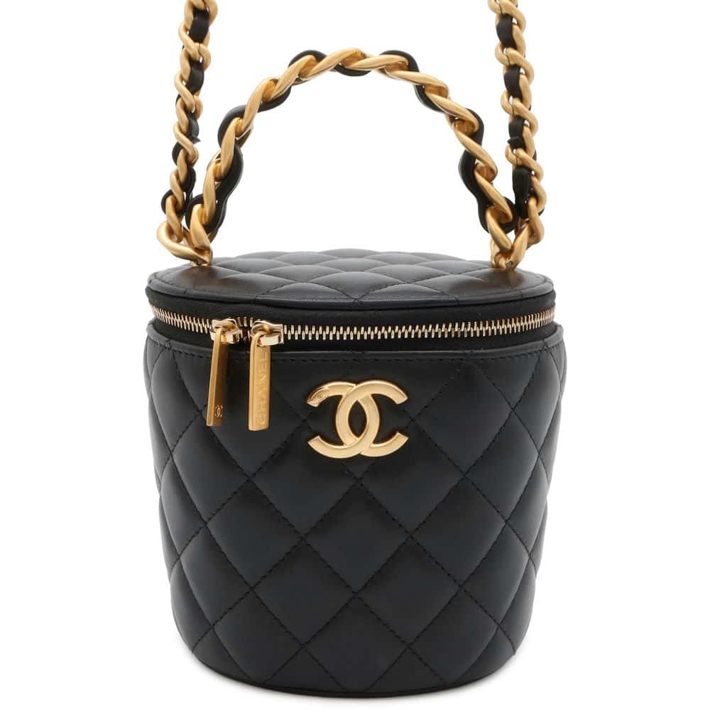 Chanel Vanity Chain Shoulder Bag Black Lambskin