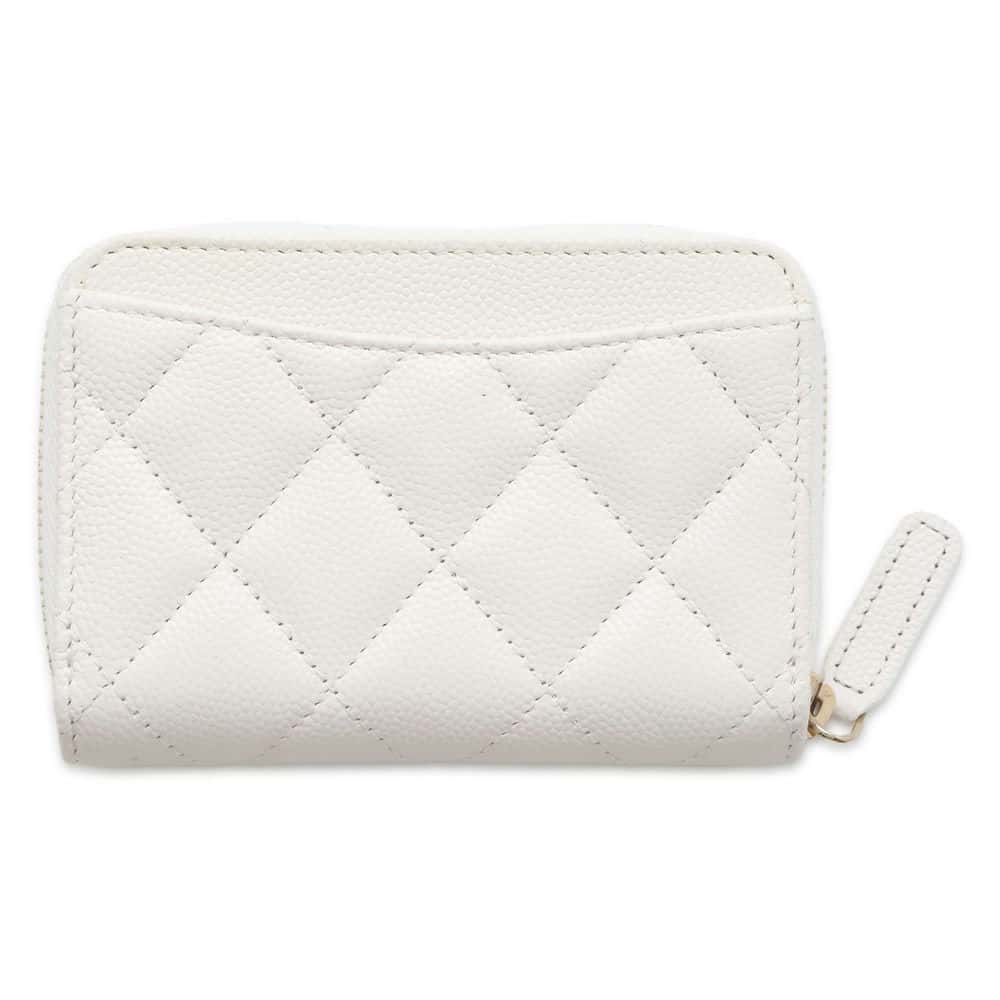Chanel Matelasse Classic Zip Coin Purse White AP0216 Caviar Leather
