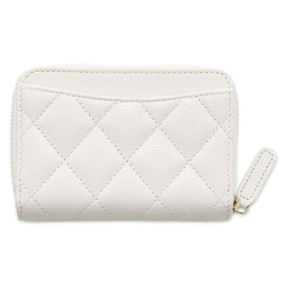 Chanel Matelasse Classic Zip Coin Purse White AP0216 Caviar Leather