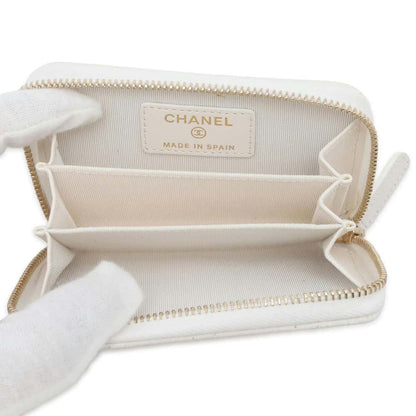 Chanel Matelasse Classic Zip Coin Purse White AP0216 Caviar Leather