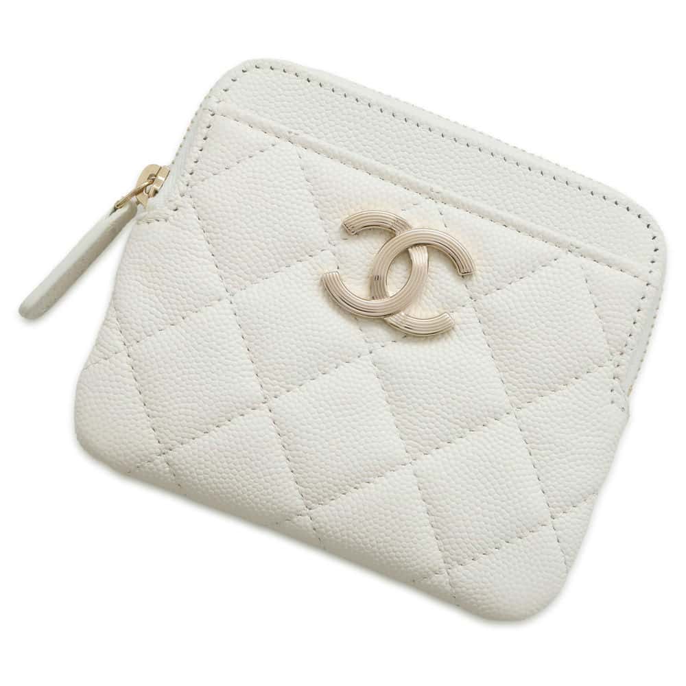 Chanel Matelasse Coin purse White AP3138 Caviar Leather