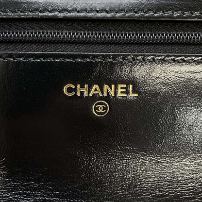 CHANEL Matelasse Chain wallet Black Shiny Lambskin