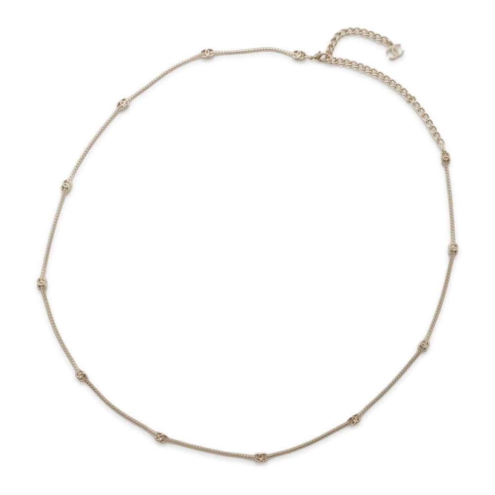 Chanel CC Logo Necklace Champagne Gold Metal