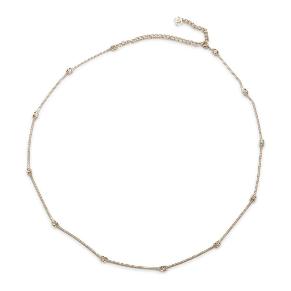Chanel CC Logo Necklace Champagne Gold Metal