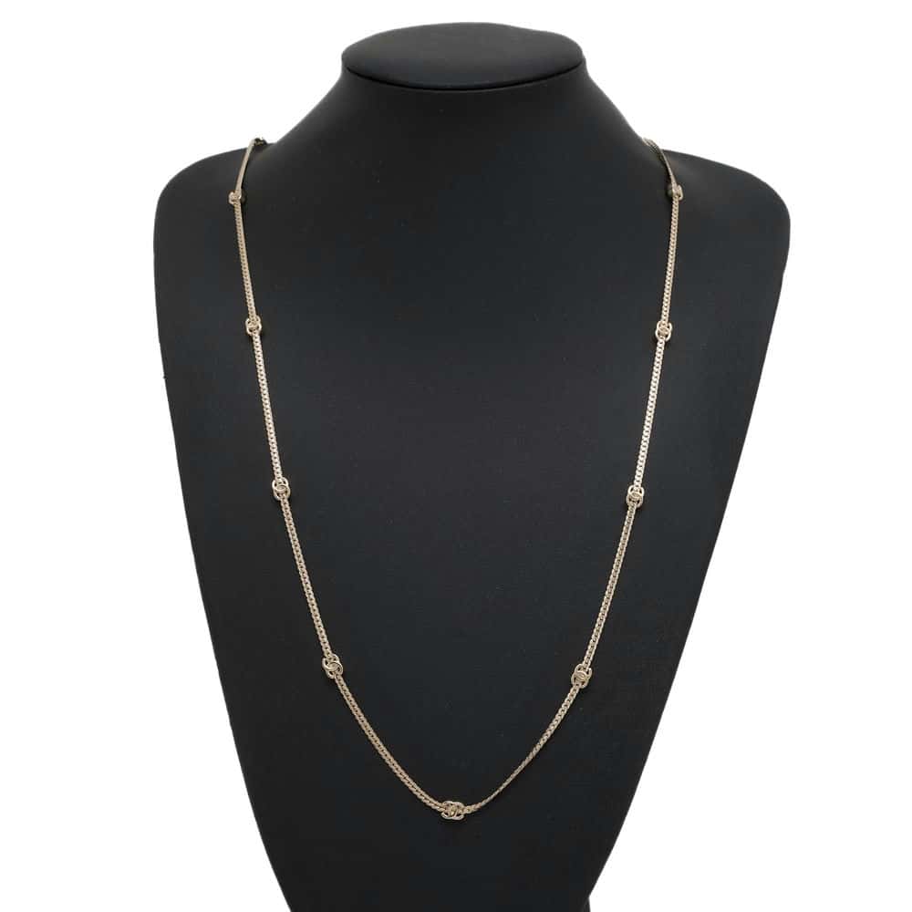Chanel CC Logo Necklace Champagne Gold Metal