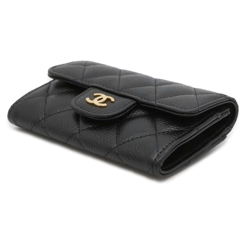 Chanel Matelasse Classic Card Case CC Logo Black AP0214 Caviar Leather
