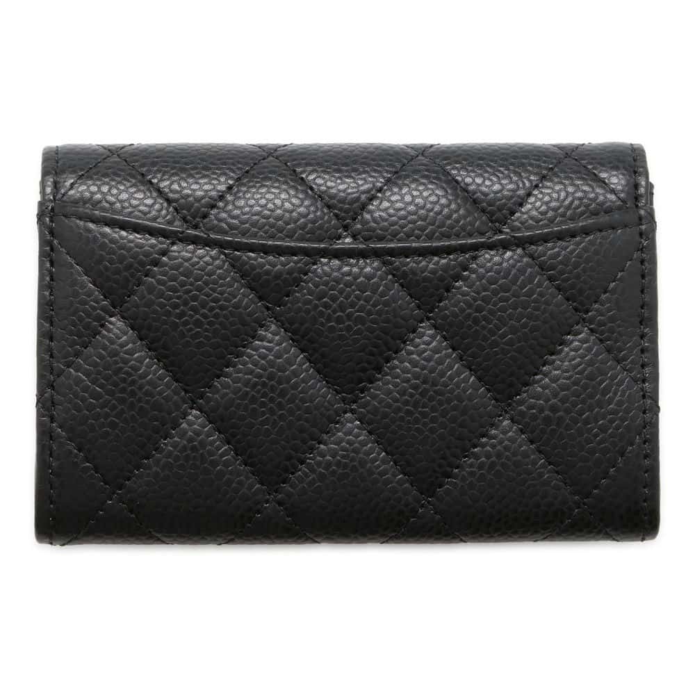 Chanel Matelasse Classic Card Case CC Logo Black AP0214 Caviar Leather