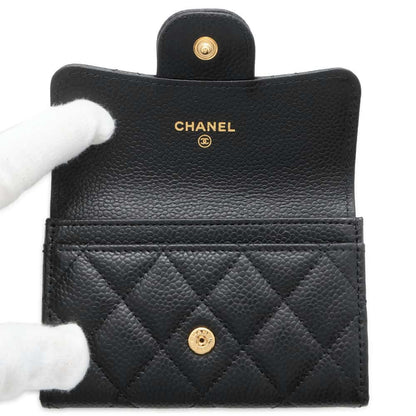 Chanel Matelasse Classic Card Case CC Logo Black AP0214 Caviar Leather