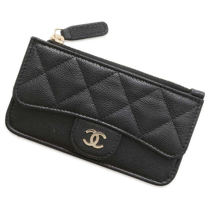 Chanel Matelasse Classic Zip Card Case Black AP2570 Caviar Leather