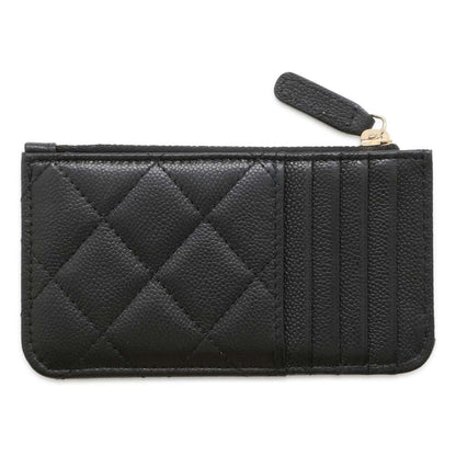 Chanel Matelasse Classic Zip Card Case Black AP2570 Caviar Leather