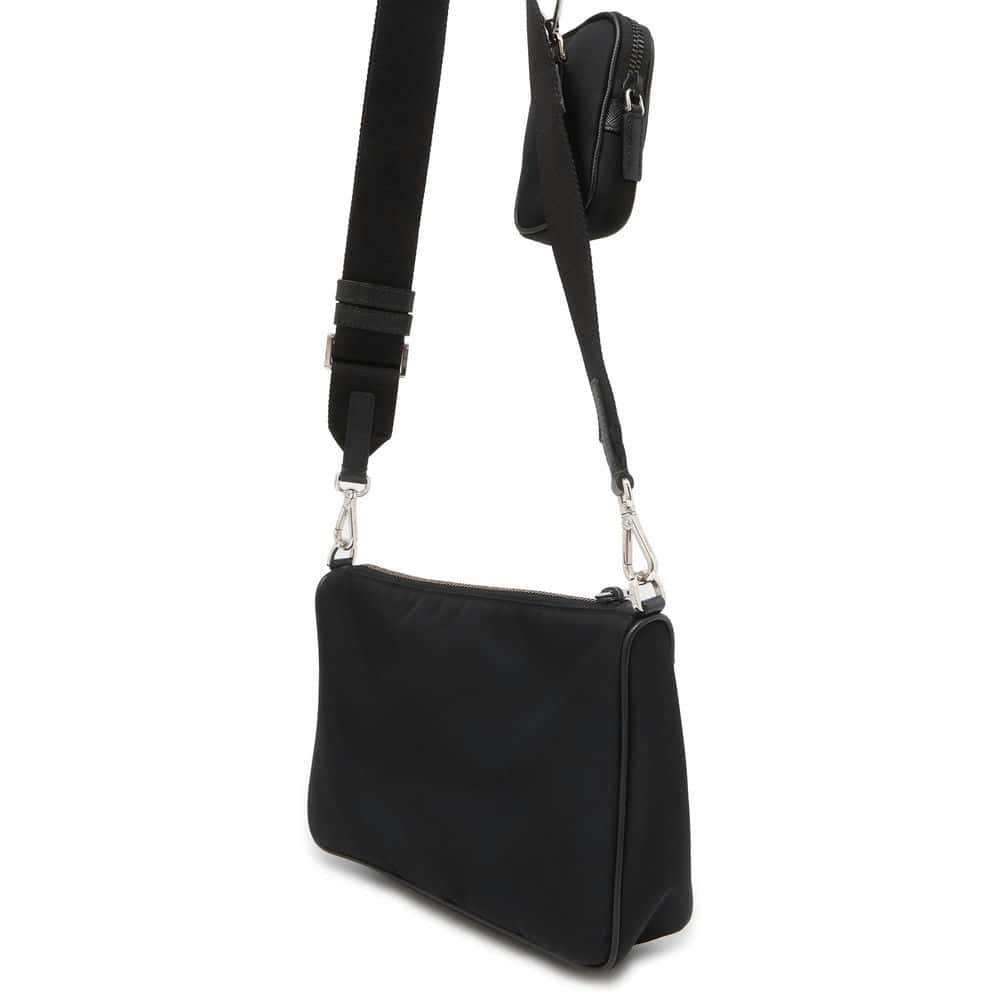 PRADA Tessuto Shoulder Bag with Pouch Black 2VH113 Nylon Leather