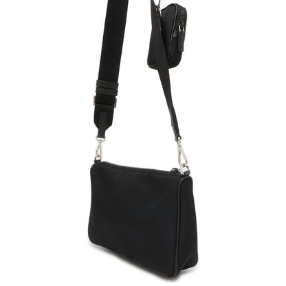 PRADA Tessuto Shoulder Bag with Pouch Black 2VH113 Nylon Leather