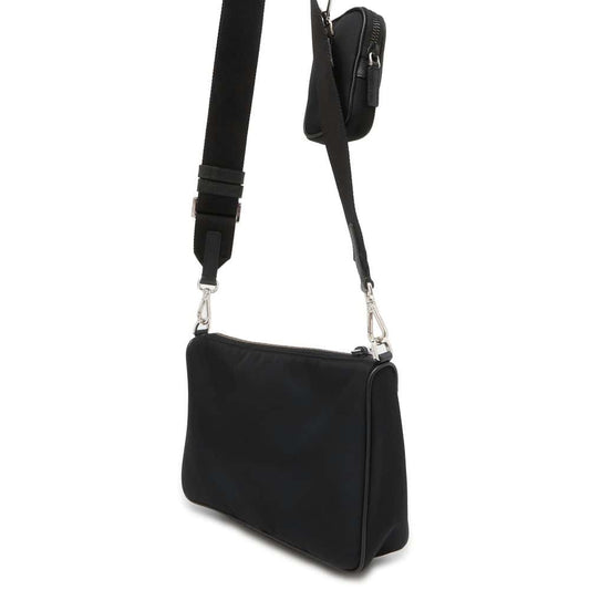 PRADA Tessuto Shoulder Bag with Pouch Black 2VH113 Nylon Leather