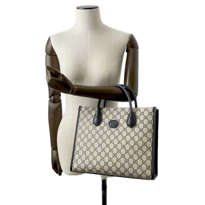 GUCCI Interlocking G Tote Bag Beige/Blue 659983 GG SupremeCanvas Size Small