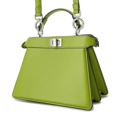 FENDI Peekaboo ISeeU Green 8BN335 Leather Size Petit