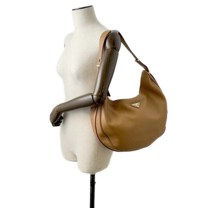 PRADA Shoulder Bag Camel 1BC218 Soft Grain Leather Size Large