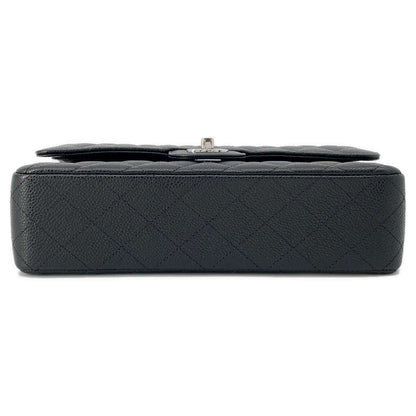 Chanel Matelasse W Flap ChainShoulder Bag Black A01112 Caviar Leather Size 25