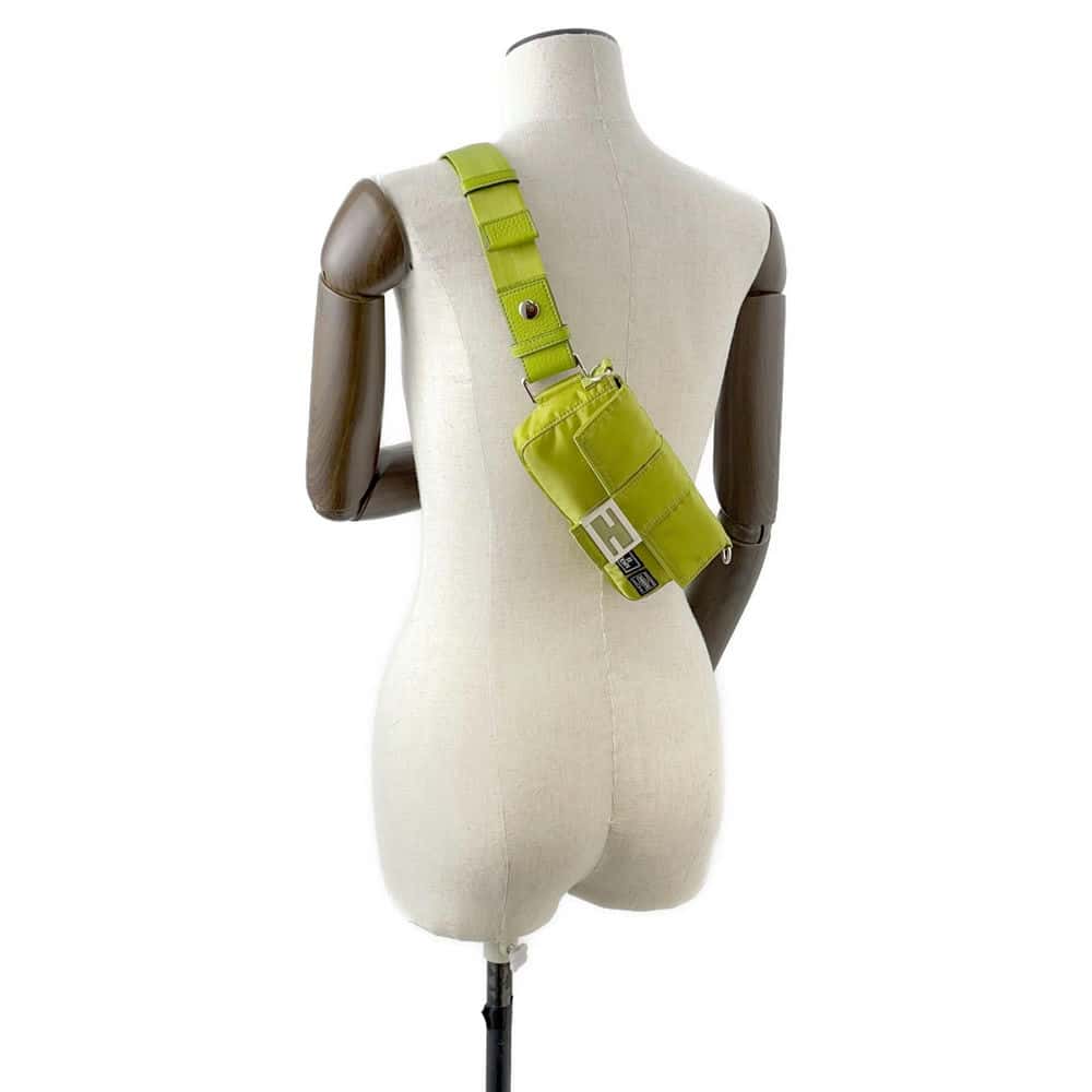 FENDI PORTER 25th Anniversary Collaboration Bucket Phone Case 3way Crossbody Bag Light Green 7AS138 Nylon Leather Size Mini