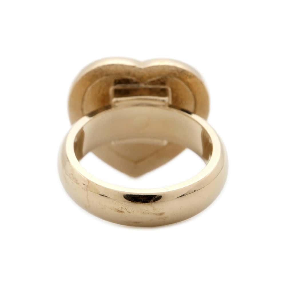 Chanel CC Logo Rhinestone Heart Ring Champagne Gold Metal  Rhinestone