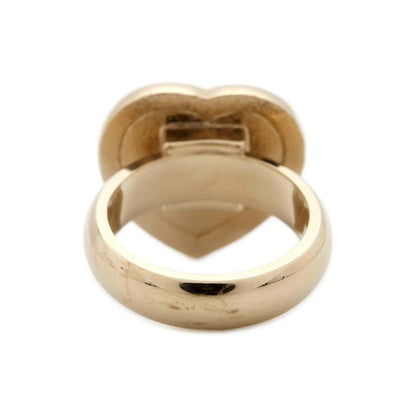 Chanel CC Logo Rhinestone Heart Ring Champagne Gold Metal  Rhinestone