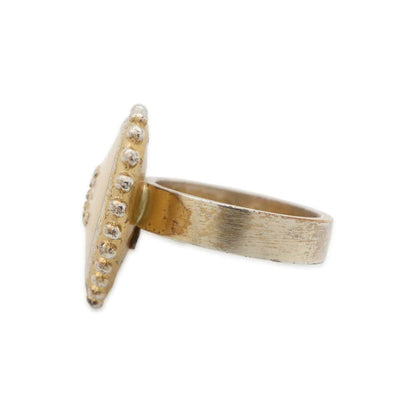 Chanel Heart Shaped Ring Size 13 Gold Metal