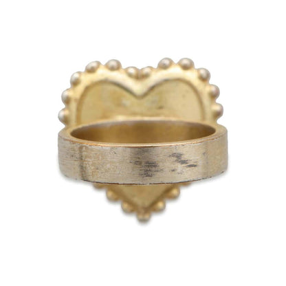 Chanel Heart Shaped Ring Size 13 Gold Metal