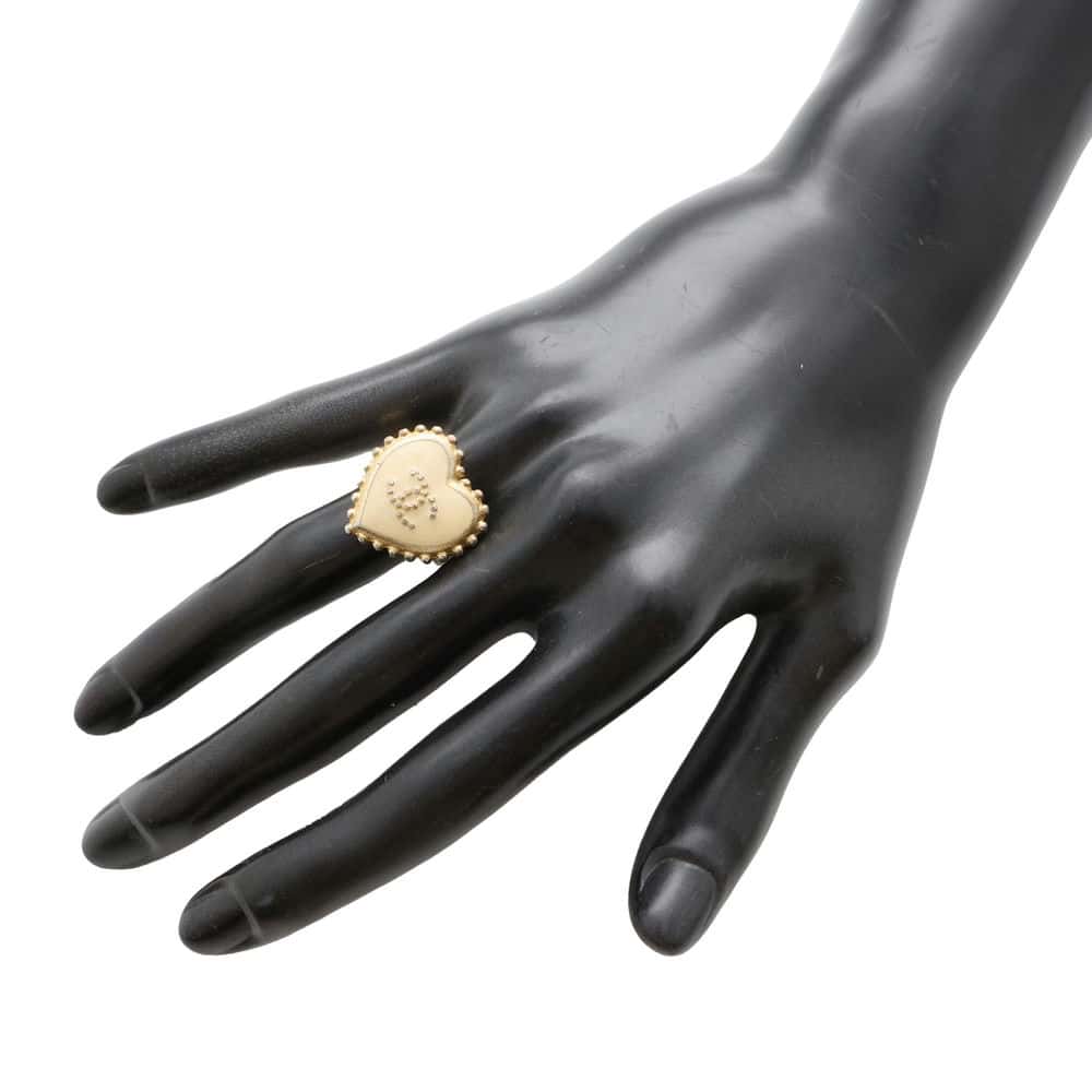 Chanel Heart Shaped Ring Size 13 Gold Metal