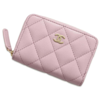 Chanel Matelasse Classic Zip Coin Purse Pink AP0216 Caviar Leather