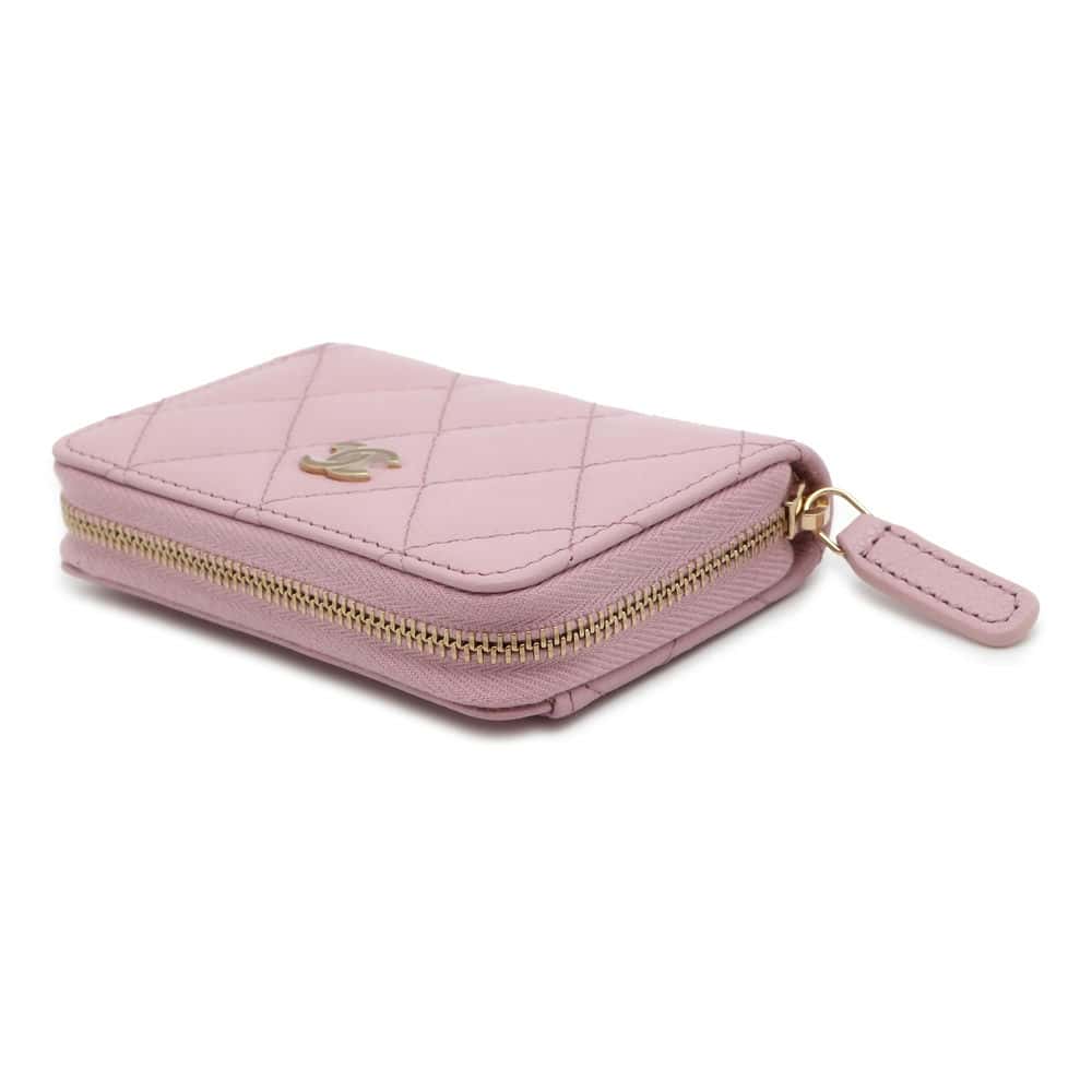Chanel Matelasse Classic Zip Coin Purse Pink AP0216 Caviar Leather