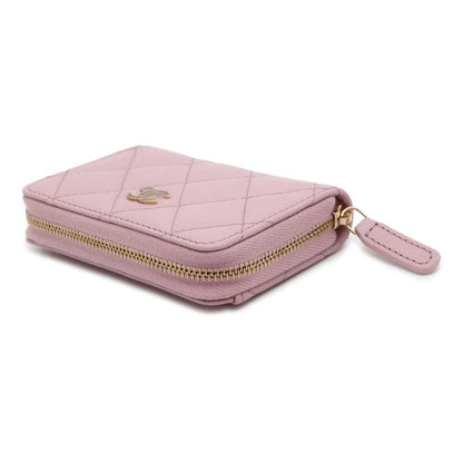 Chanel Matelasse Classic Zip Coin Purse Pink AP0216 Caviar Leather