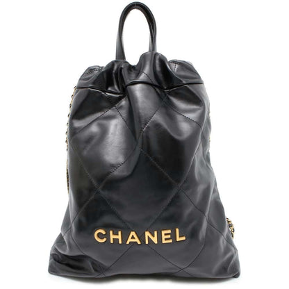Chanel Chanel 22 Backpack Black AS3859 Shiny Calf Leather