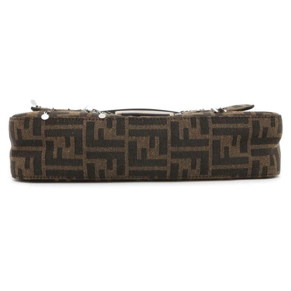 FENDI Bucket ZuccaPattern/Sequins 2WAY Shoulder Bag Brown 7VA572 Canvas