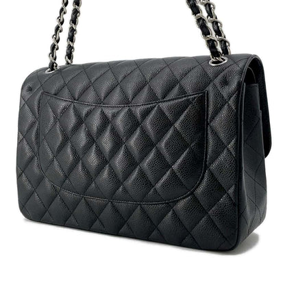 Chanel Matelasse W Flap ChainShoulder Bag Black A58600 Caviar Leather Size 30